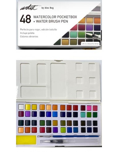 Caja acuarela POCKETBOX ARTIST 48 colores